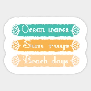 ocean waves sun rays beach days Sticker